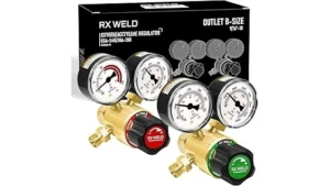 The image shows a selection of oxy acetylene regulator kits for various welding and cutting applications.