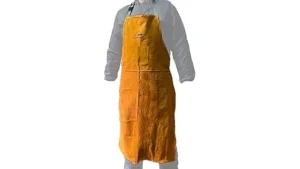 The image shows various durable neck straps designed for welding aprons, highlighting comfort and protection.