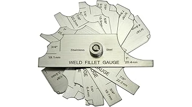 The image shows a collection of stainless steel fillet weld gauges for accurately measuring welds.