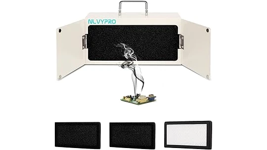 The image shows a modern welding fume extractor fan designed for improved workshop air quality.