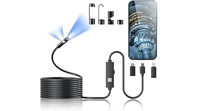 The image shows a technician using a portable inspection camera to examine a welding seam, highlighting best welding inspection cameras.