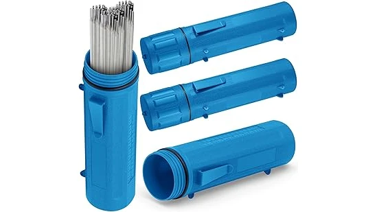 The image shows a comprehensive welding storage organizer kit with various tools and accessories neatly arranged.