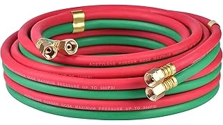 The image shows several durable, brightly colored acetylene welding hoses for replacement.