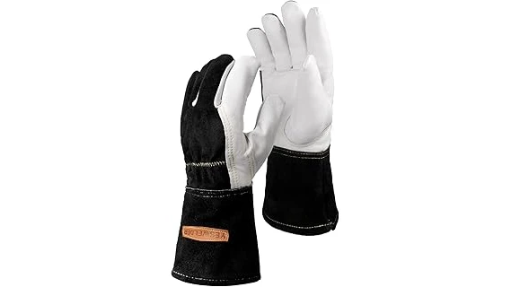The image shows various durable welding gloves, highlighting top choices for TIG welding.