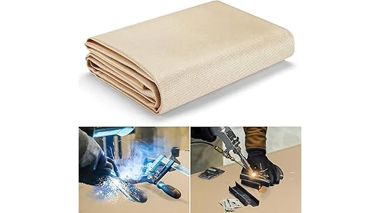 The image shows a collection of durable, heat-resistant floor mats designed for welding.
