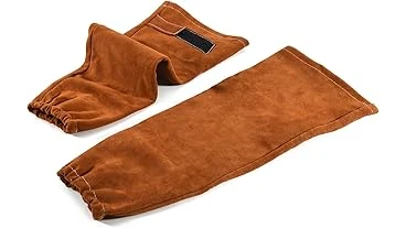 This image shows durable, fire-resistant welding sleeves, ideal for protecting arms during welding tasks.