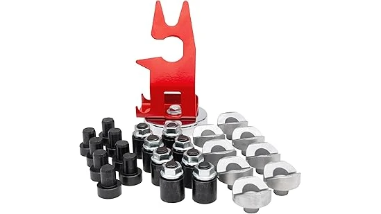 The image shows a variety of essential tools and accessories for a welding cart.