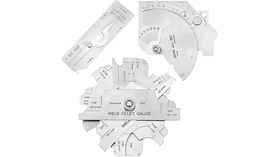 This image shows a neatly organized welding inspection kit with various tools for quality checks.