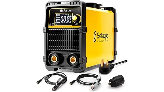 This image shows a person welding thick steel with a stick welder, highlighting top 10 choices for the job.