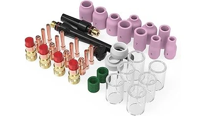 The image shows a selection of various welding torch cup kits, ideal for a top 10 list.