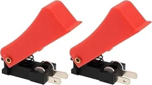 The image shows a selection of various welding gun switch assemblies used in repair and manufacturing.