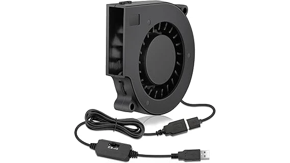 The image shows a close-up of a welding machine cooling fan kit, highlighting its components.