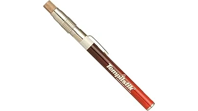 The image shows a collection of welding temperature indicating sticks used for accurate metal heat measurement.