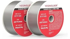 The image shows spools of flux core welding wire, suggesting the top 10 options.