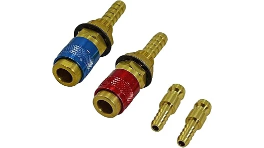 The image shows a collection of Tig torch coolant hose fittings, highlighting top-rated options.