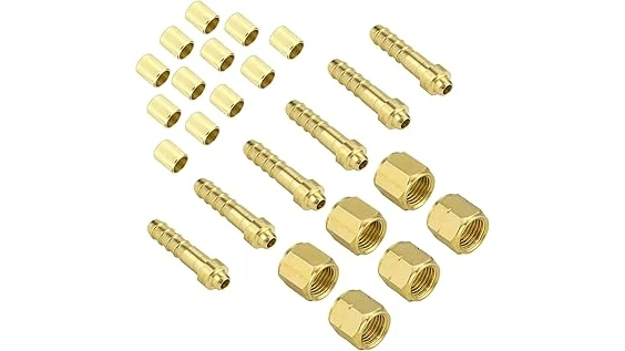 The image shows a collection of essential components for a TIG torch repair kit, ready for maintenance.