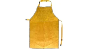 The image shows a collection of flame-resistant welding aprons, highlighting top-rated options.
