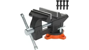 The image shows a heavy-duty welding bench vise, likely a top-rated model for various tasks.