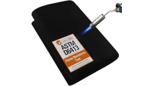 The image shows various sizes of welding fire blankets neatly folded and stacked, hinting at top-rated options.