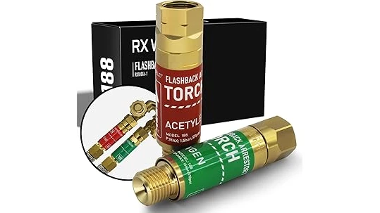 The image shows a selection of top-rated welding flashback arrestors, essential safety devices for welding.