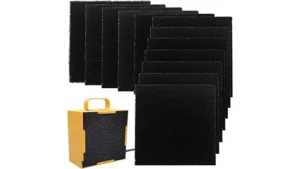 The image shows several high-performance HEPA filters, likely for top-rated welding fume extraction systems.