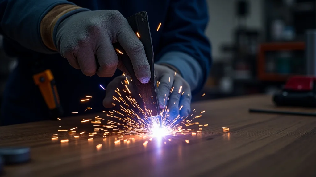 This image shows a technician troubleshooting a common TIG welder malfunction with quick repair steps.