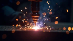 The image shows a welder protecting a workpiece from sparks, illustrating how to avoid welding sparks on workpieces.