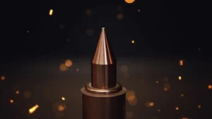 The image shows a close-up of a clean, polished tungsten electrode for cleaning TIG welding torch tips.