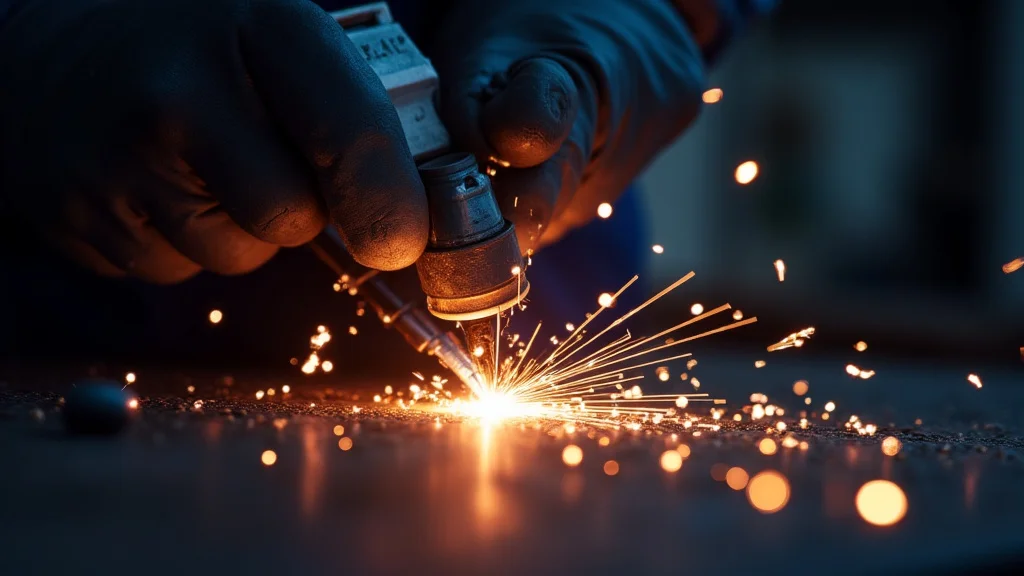 This image shows a mig welder's gun feeding wire smoothly, essential for maintaining consistent mig wire feed.