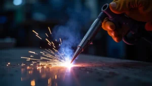 The image shows a Tig welding torch with its components laid out, illustrating how to maintain them.