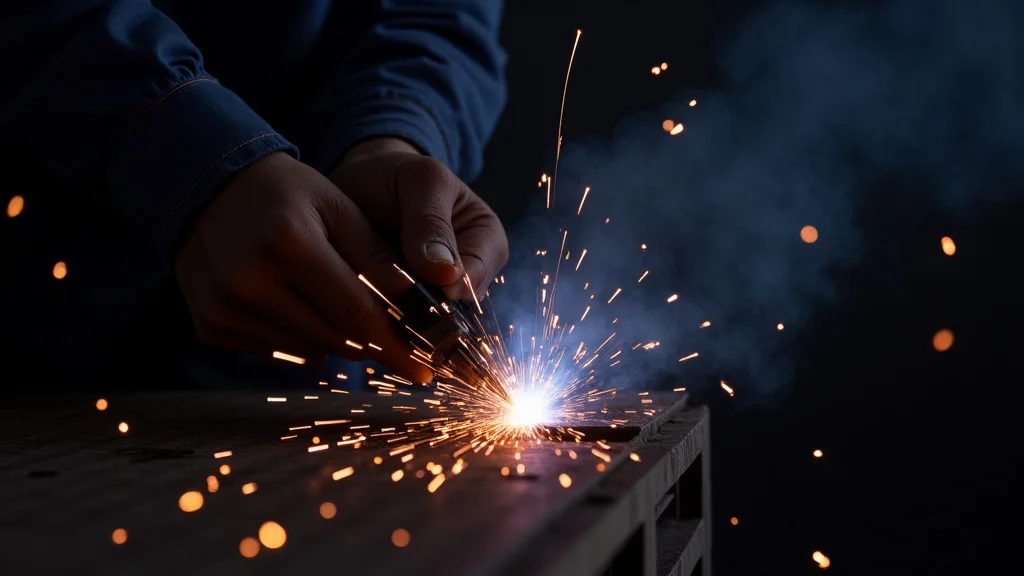 The image shows a welder carefully controlling the heat to prevent burn through during a repair.