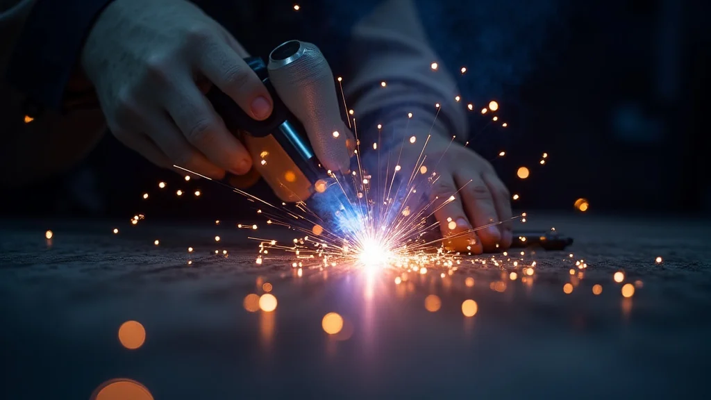 The image shows a metal workpiece with clamps strategically placed to protect it from welding distortion.