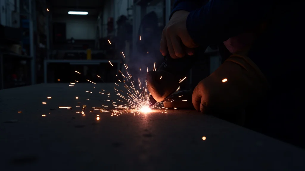 The image shows a well-equipped welding station setup, demonstrating how to set up a welding station safely.