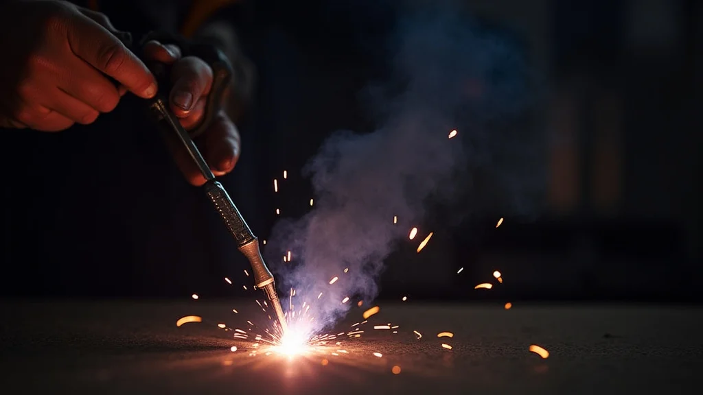 The image shows a close-up of a TIG welder's control panel, illustrating how to adjust pulse settings.