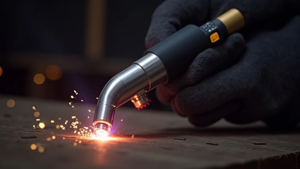 The image shows a clean welding torch tip and nozzle after cleaning for maintenance.