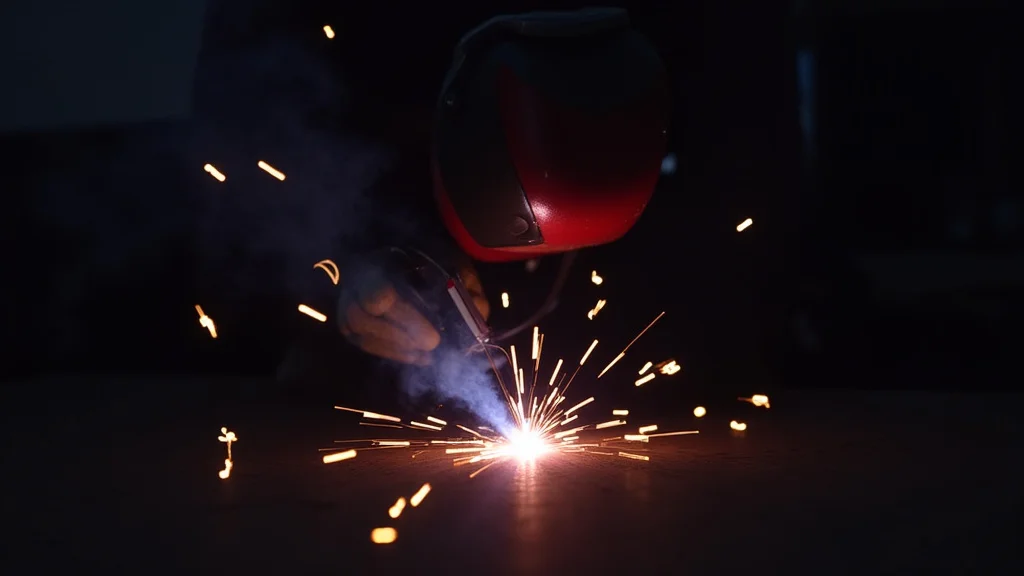 The image shows a TIG welding torch producing a stable arc, illustrating how to fix arc instability.