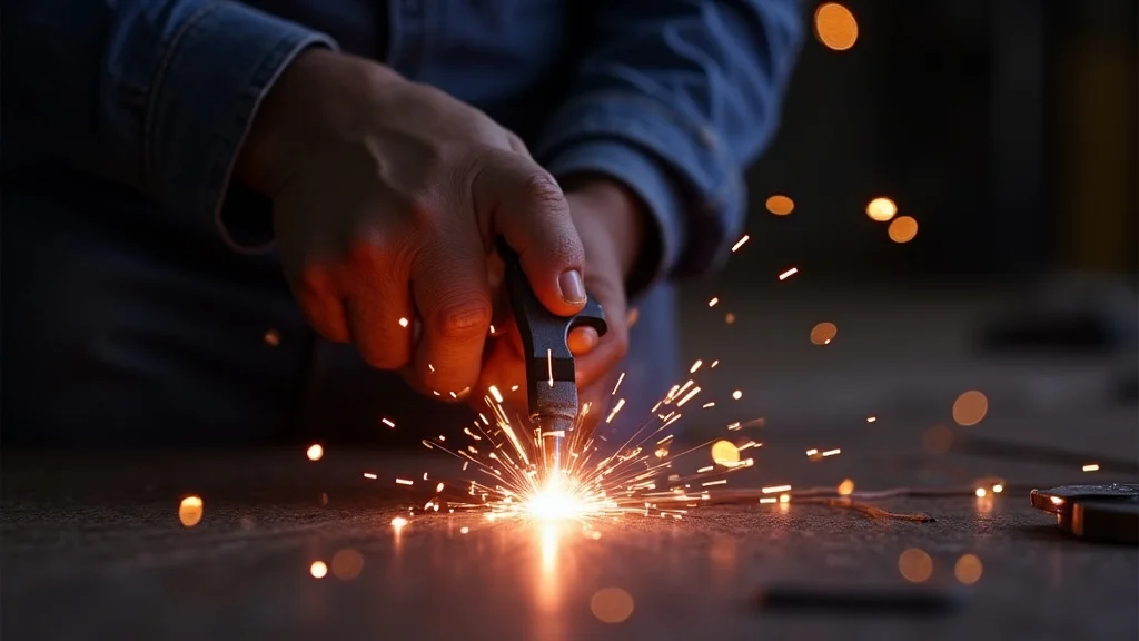 The image shows a disassembled MIG welder gun trigger mechanism for repair guidance.