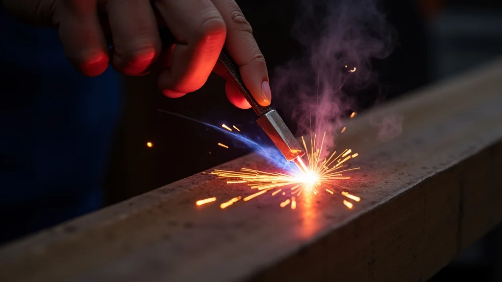 This image shows a TIG welding torch with arc adjustment for different metals.