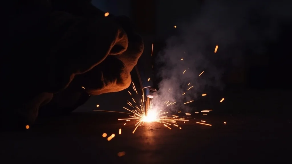 This image shows a detailed close-up of a Mig welder's gas flow control knob being adjusted.