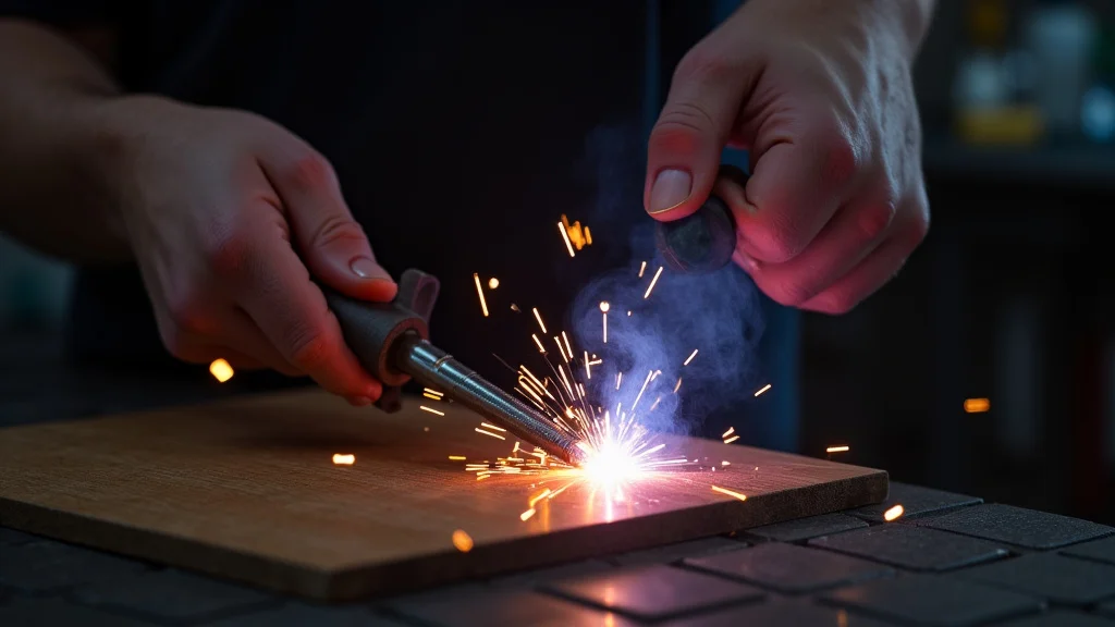 The image shows a MIG welder wire spool being properly replaced, demonstrating the correct steps.