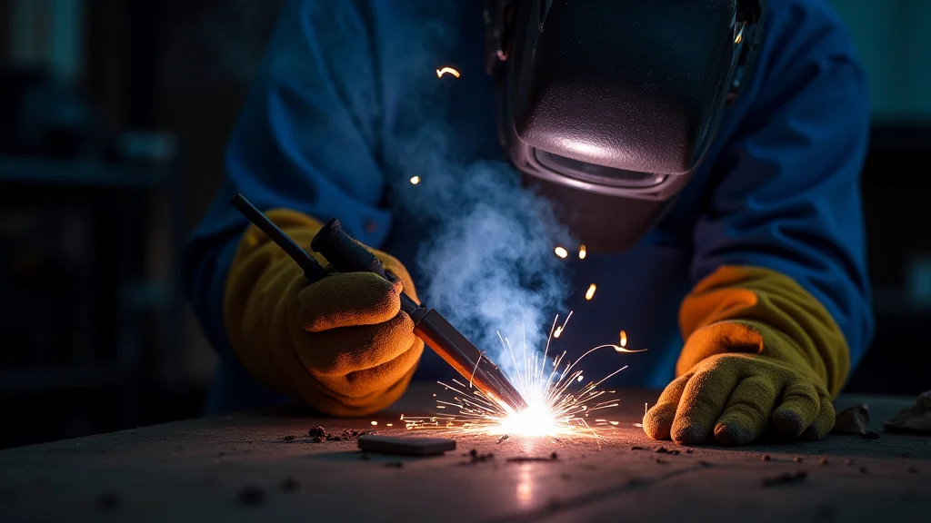 This image shows a technician using a multimeter to troubleshoot low voltage in a welding machine.