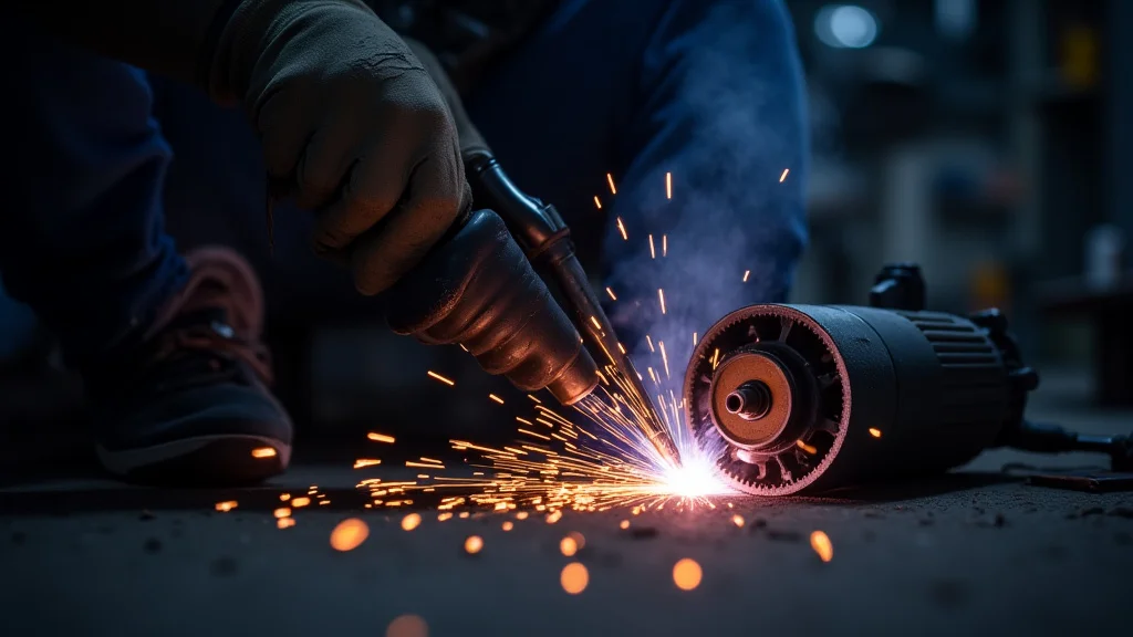 The image shows a welding machine motor, illustrating how to troubleshoot common welding machine motor problems.