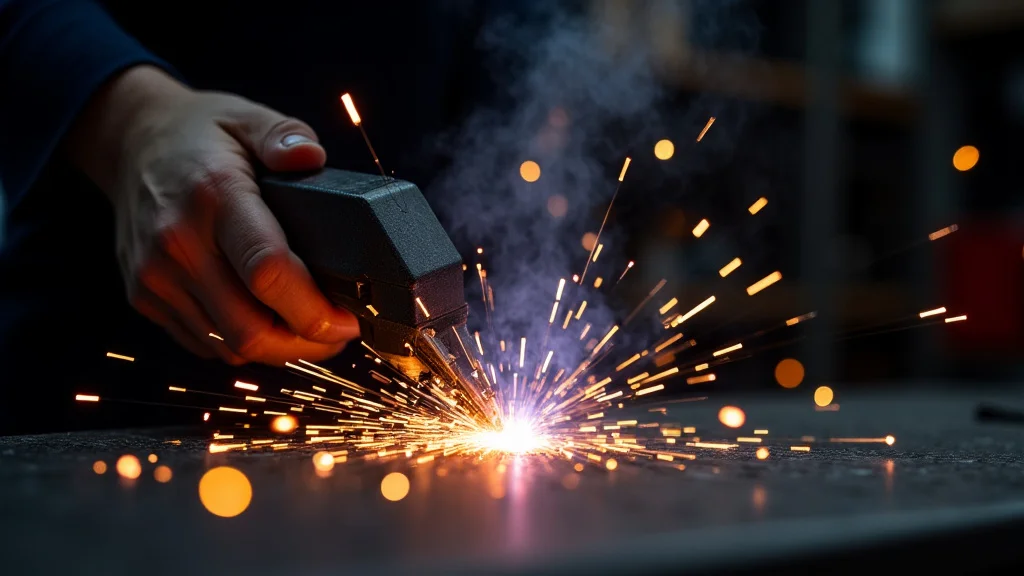 The image shows a Mig welder gas nozzle with a clear flow meter indicating uneven gas output.