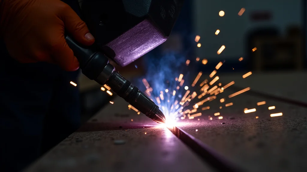 The image shows a close-up of a welding gun trigger, illustrating potential Mig welder trigger issues and solutions.