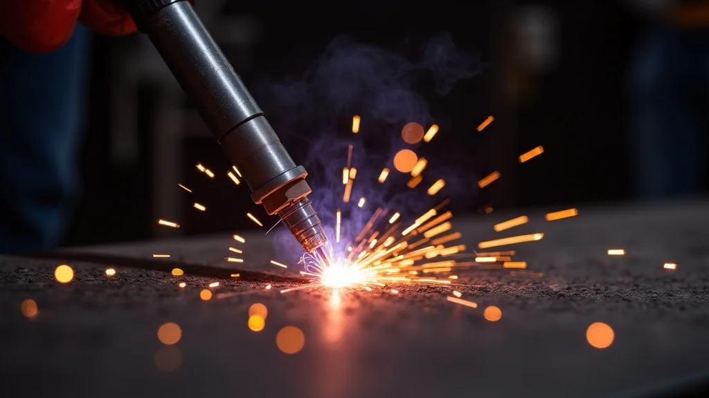 This image shows a stick welder electrode on a workbench, a possible solution for not heating.