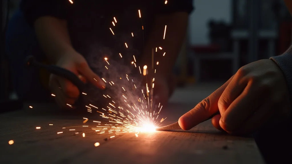 The image shows a stick welder set up for short circuit, demonstrating a basic step in the fix process.