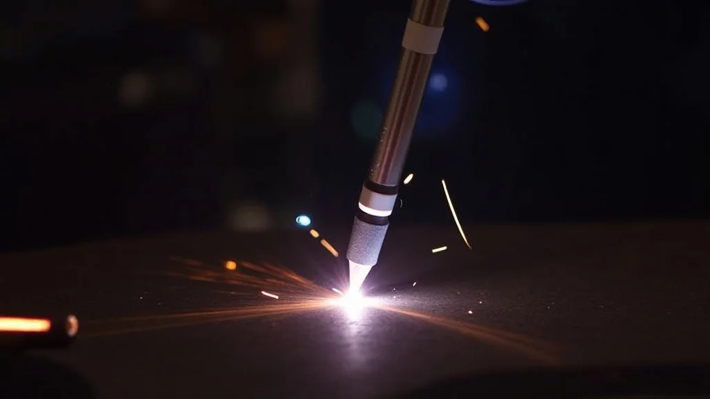The image shows a close-up of a wire feeder mechanism for stick welding, illustrating problems solved.