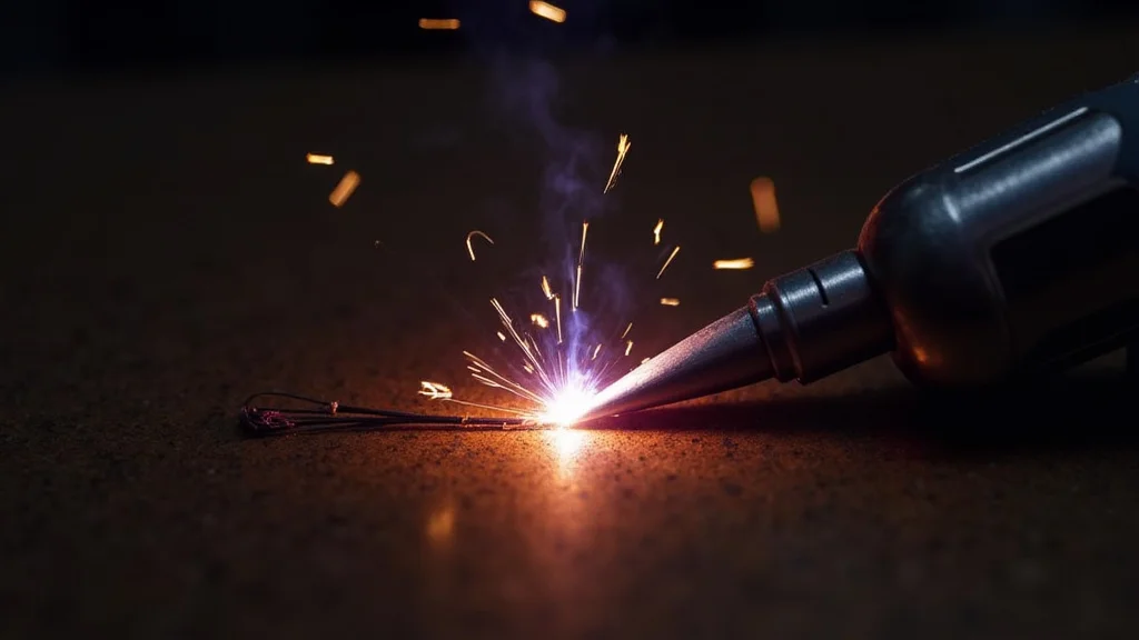 The image shows a TIG welder's arc sputtering and destabilizing, indicating a potential arc falling out issue.