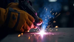 The image shows a TIG weld with visible lack of penetration, illustrating poor weld quality.