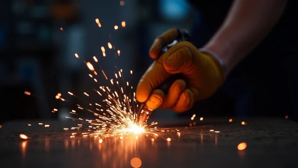 The image shows a technician examining a TIG welder power supply, illustrating common issues and potential solutions.